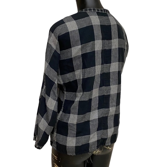 Madewell Black Plaid Flannel Peplum Top Size Small - Picture 5 of 6